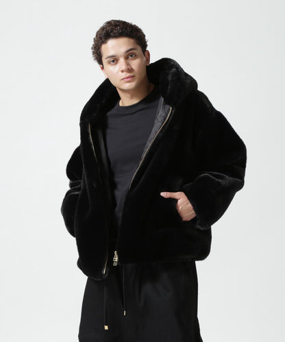 FR(13)NDS /フレンズ/仿皮草連帽短夾克