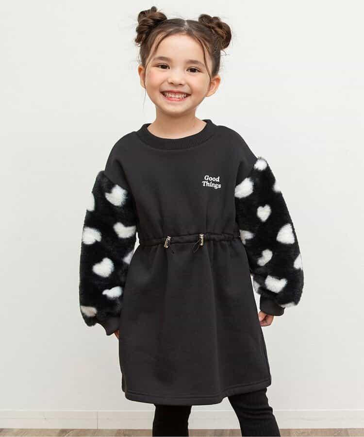 袖部羊羔絨連衣裙