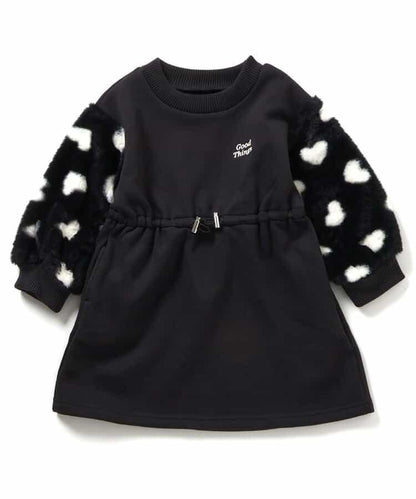 袖部羊羔絨連衣裙