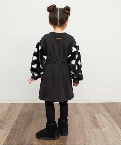 袖部羊羔絨連衣裙