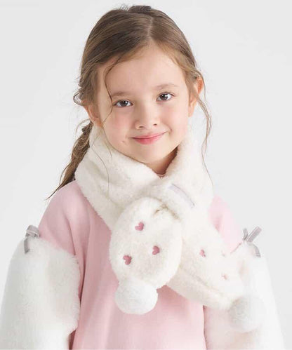 愛心櫻桃毛絨圍巾