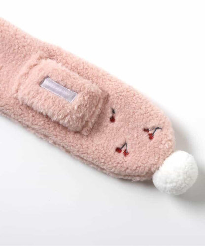 愛心櫻桃毛絨圍巾