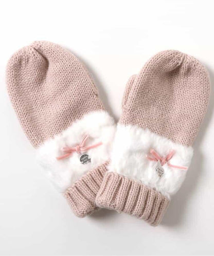 蝴蝶結毛絨手套