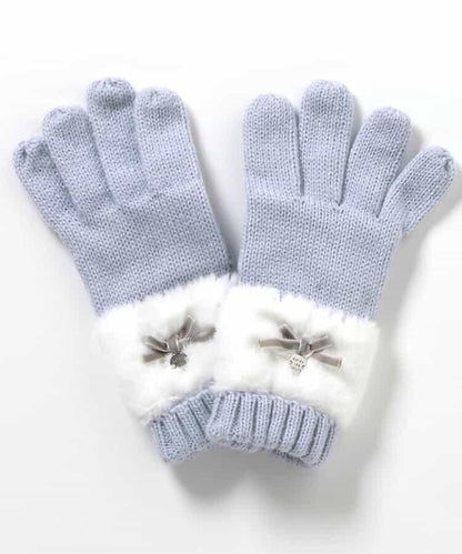 蝴蝶結毛絨手套