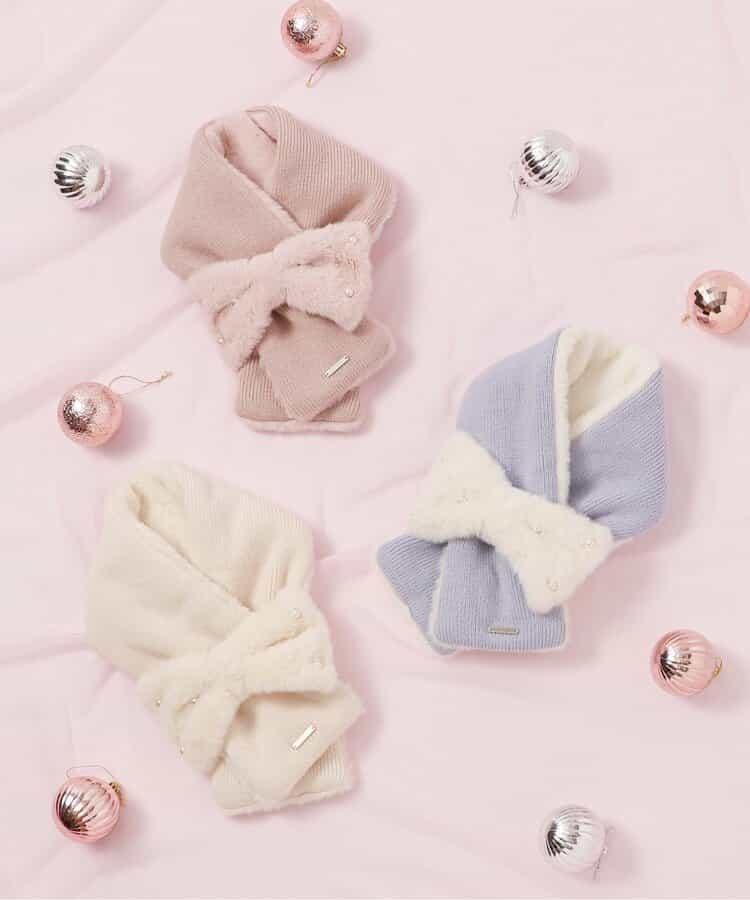 蝴蝶結毛絨圍巾