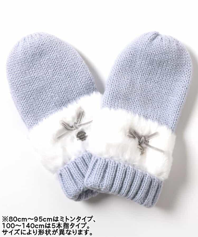 蝴蝶結毛絨手套