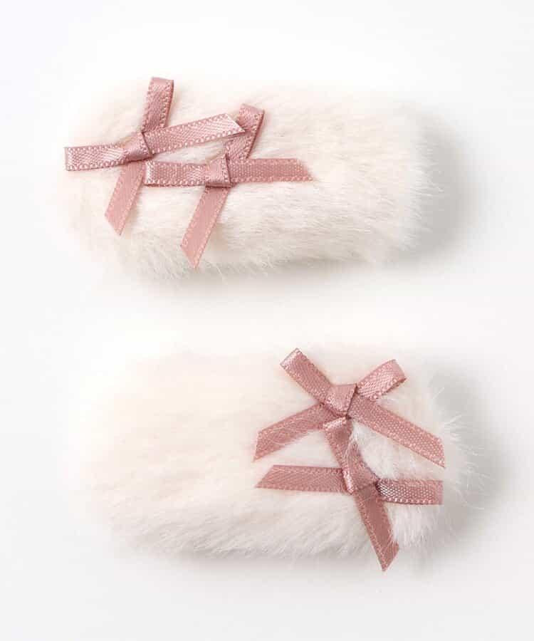 毛絨蝴蝶結髮夾