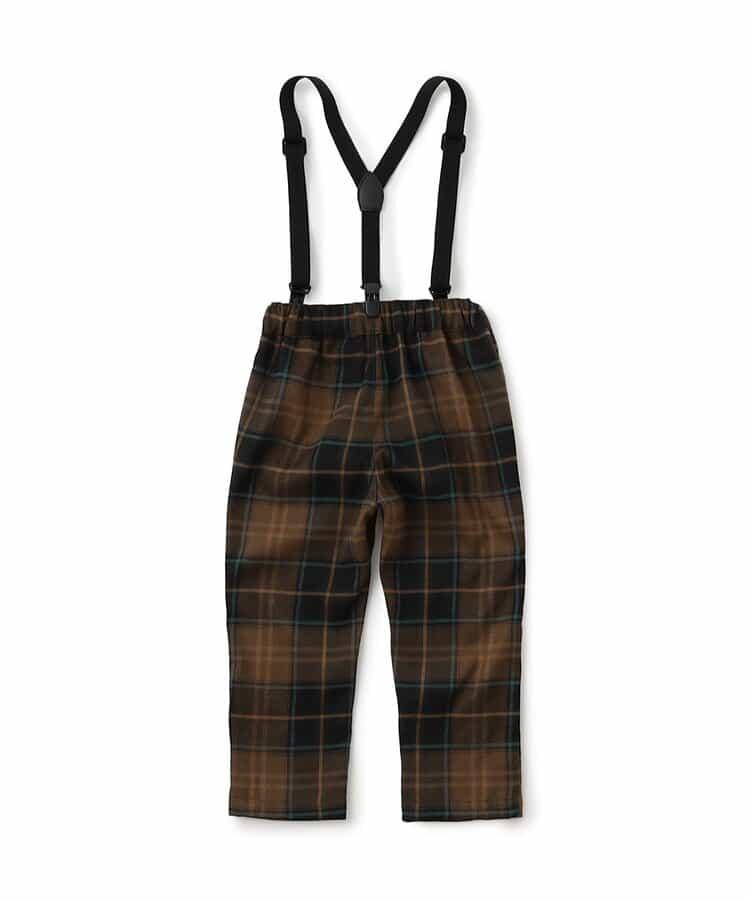 帶吊帶格子長褲 10分褲