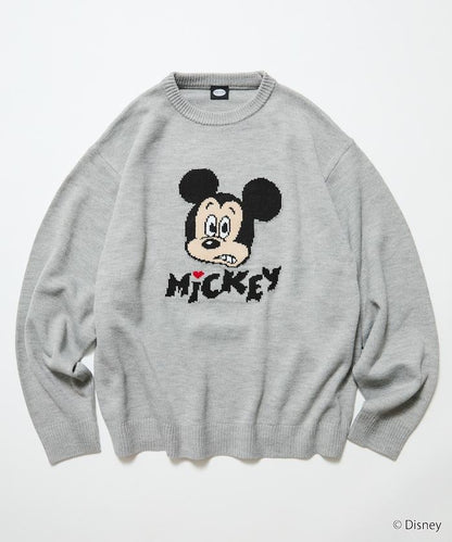 《迪士尼》 / 《迪士尼》 / 米老鼠寬鬆版型提花圓領針織衫 / MICKY FACE