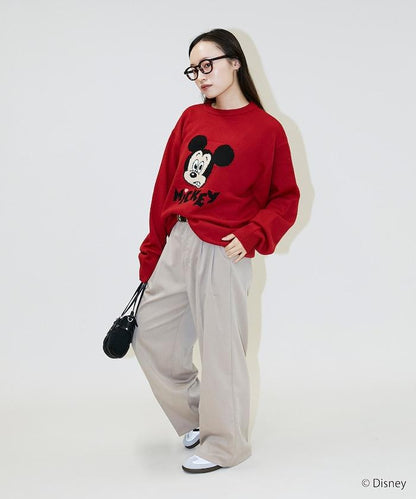 《迪士尼》 / 《迪士尼》 / 米老鼠寬鬆版型提花圓領針織衫 / MICKY FACE