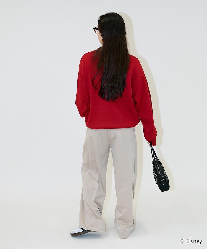 《迪士尼》 / 《迪士尼》 / 米老鼠寬鬆版型提花圓領針織衫 / MICKY FACE