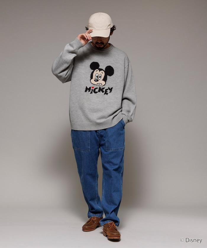 《迪士尼》 / 《迪士尼》 / 米老鼠寬鬆版型提花圓領針織衫 / MICKY FACE