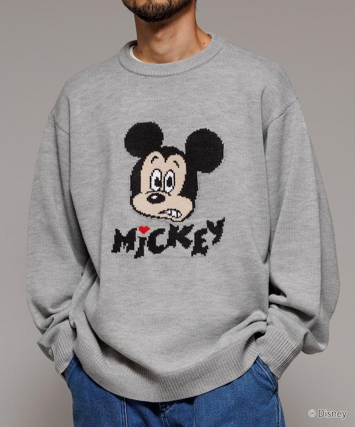 《迪士尼》 / 《迪士尼》 / 米老鼠寬鬆版型提花圓領針織衫 / MICKY FACE