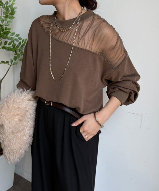 透視拼接針織衫