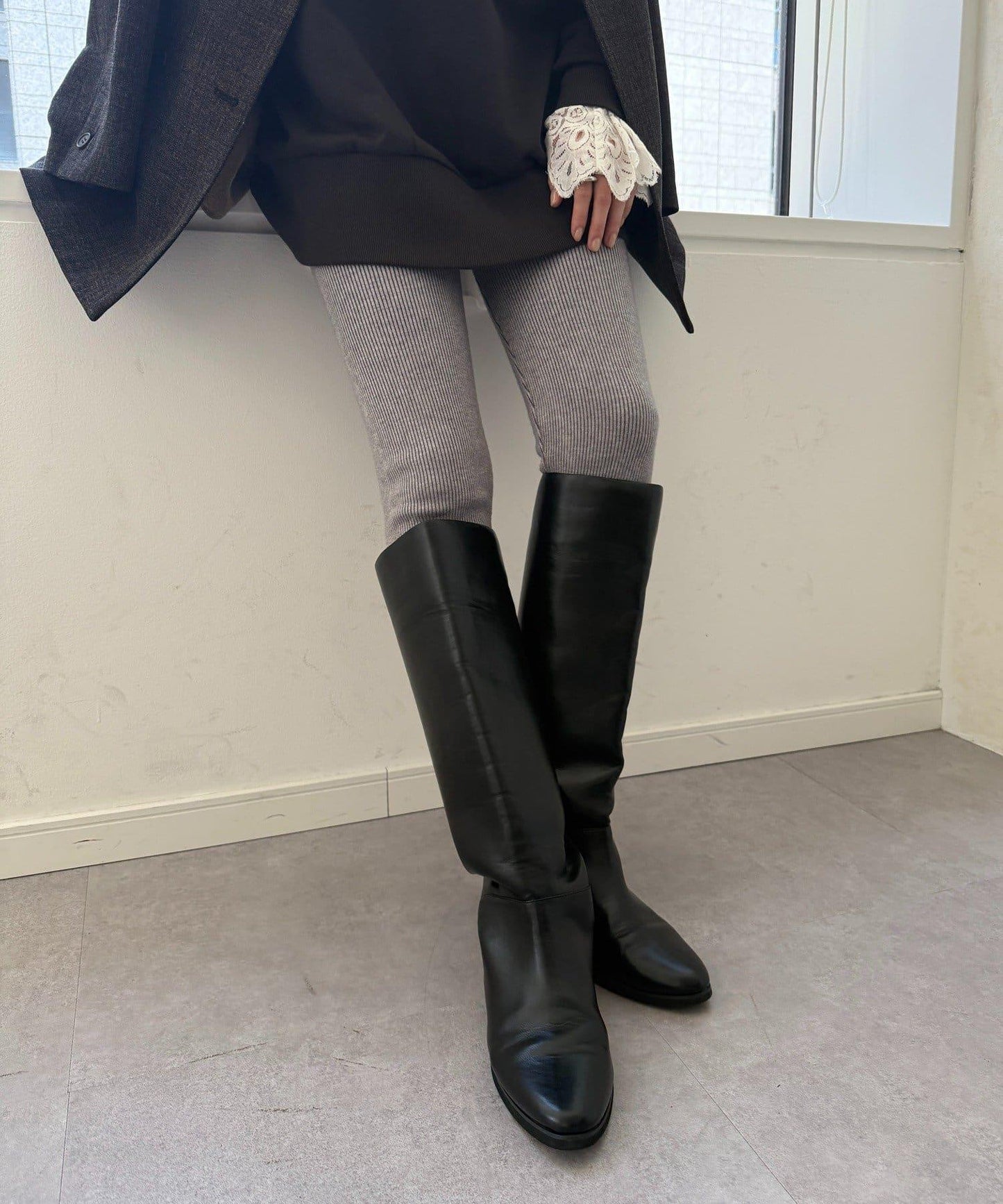 加絨針織打底褲