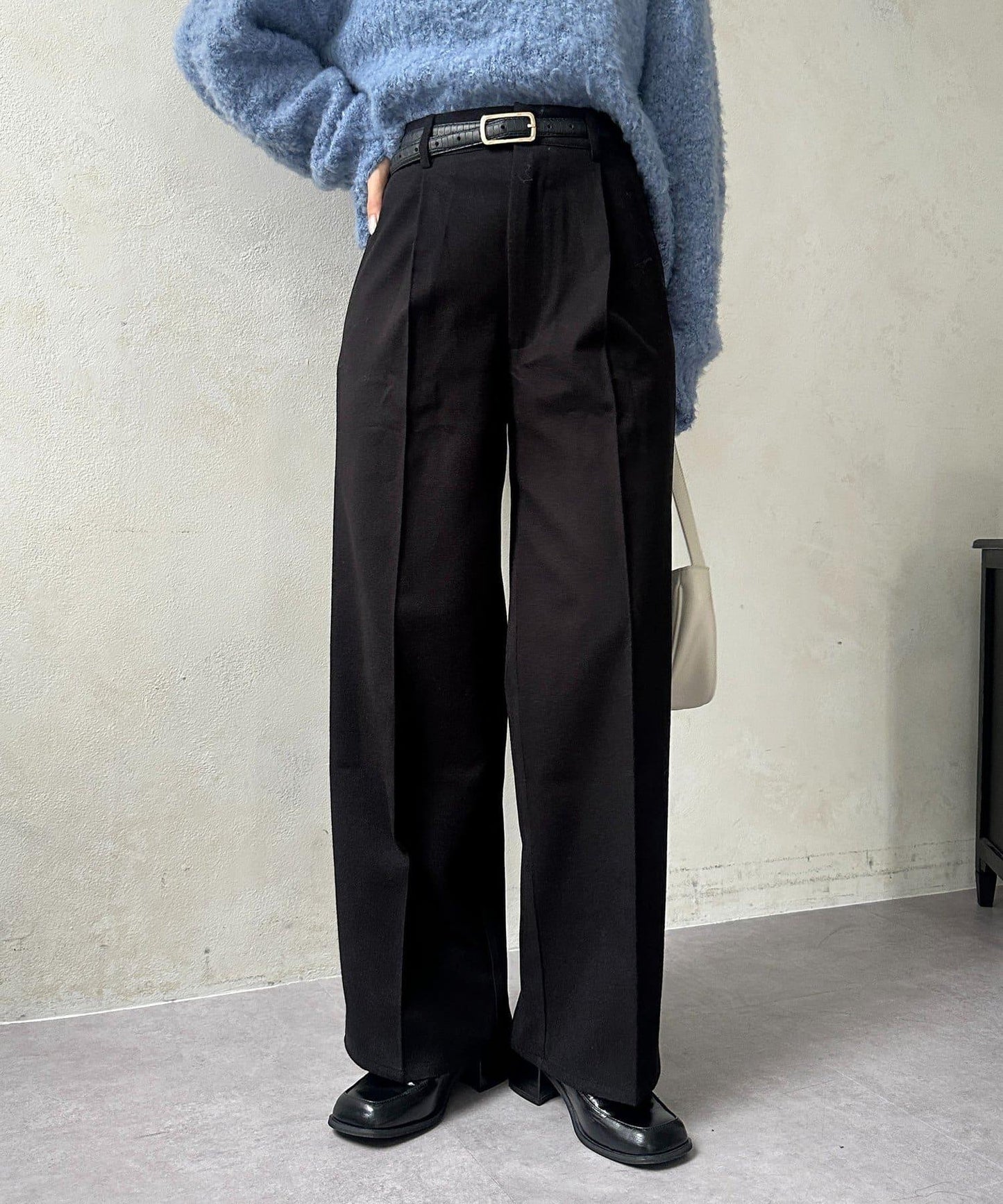 羊毛感直筒西裝褲