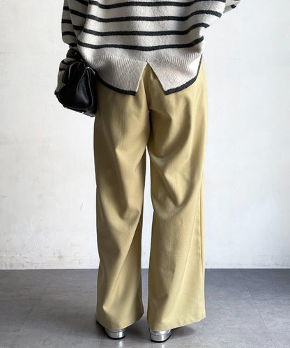 配合成皮帶長褲