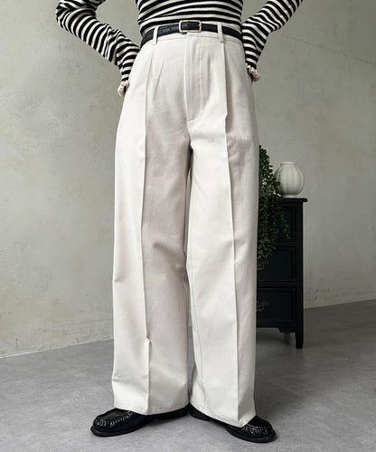 羊毛感直筒西裝褲