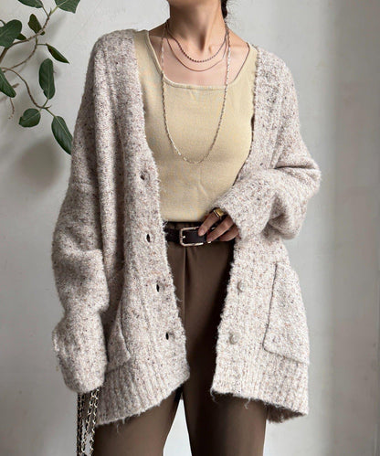 【DouDou】ウォッシャブルカラーネップカーディガン