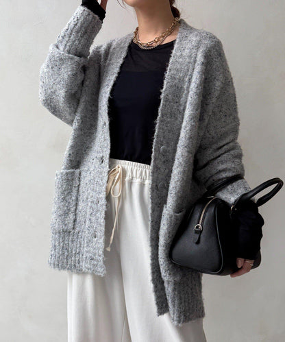 【DouDou】ウォッシャブルカラーネップカーディガン