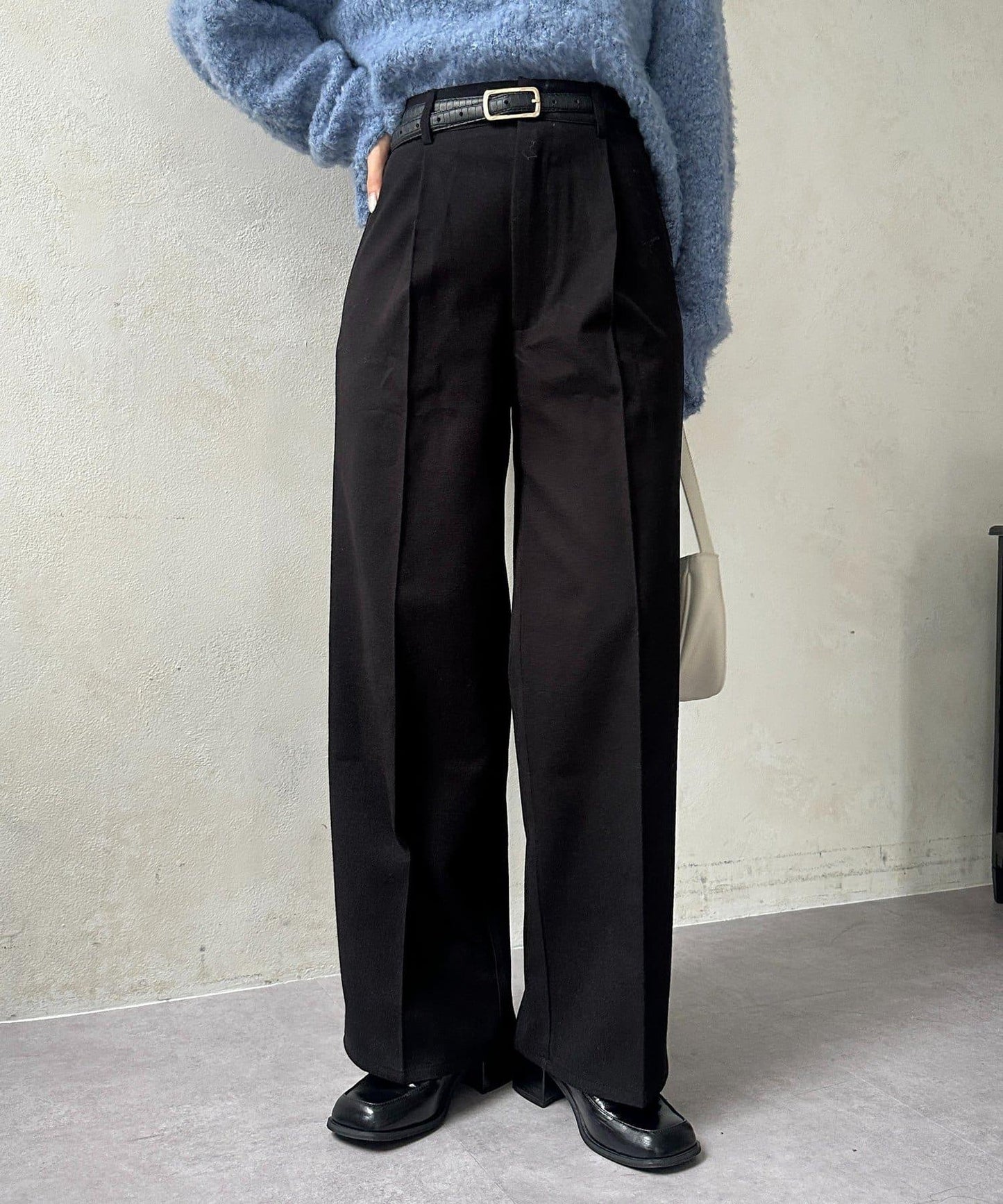 羊毛感直筒西裝褲