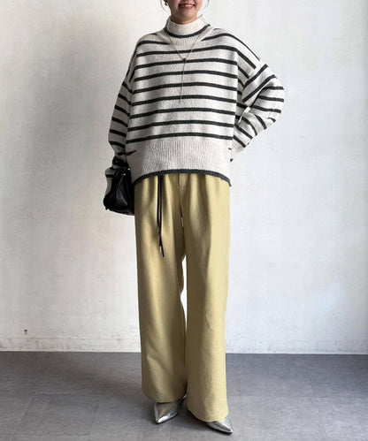 配合成皮帶長褲