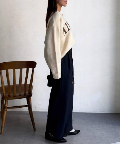 配合成皮帶長褲