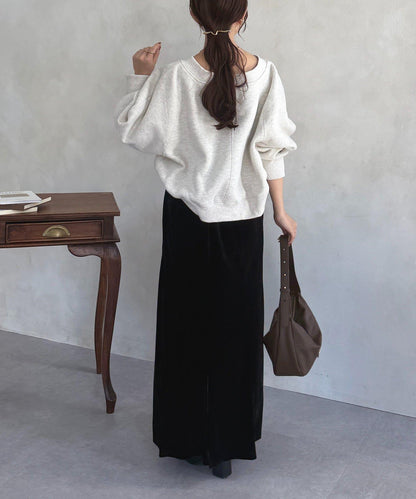 V領刺繡標誌加絨套頭衫