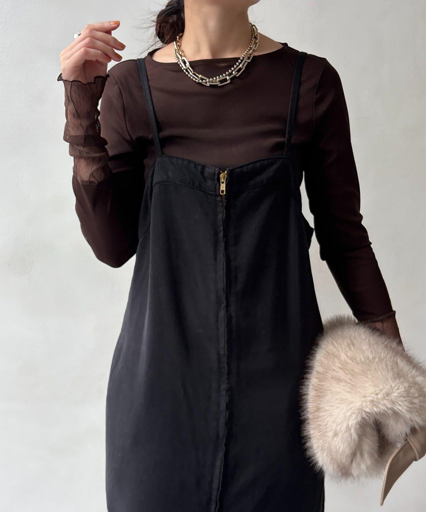 蕾絲網紗拼接透視T恤