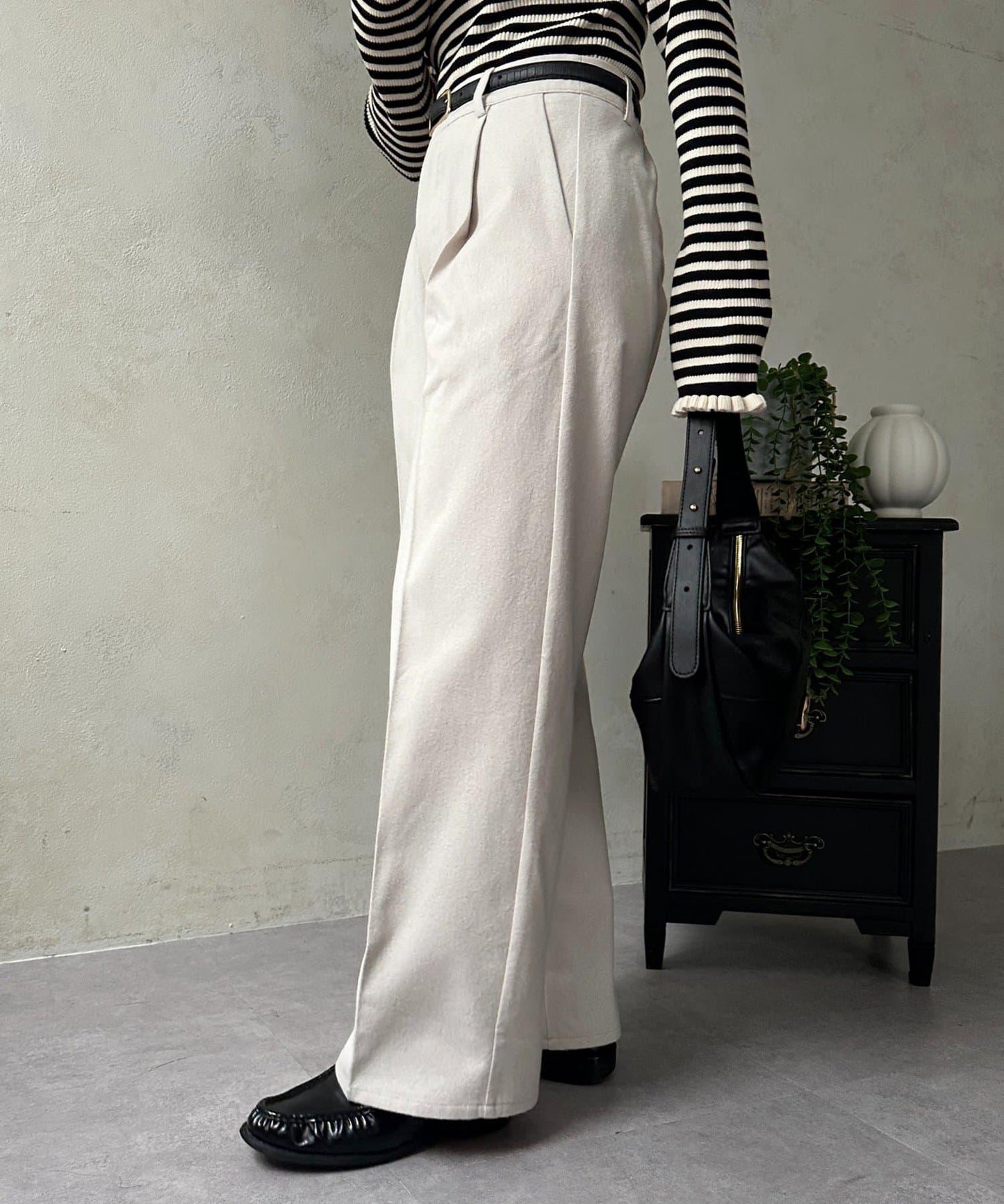 羊毛感直筒西裝褲