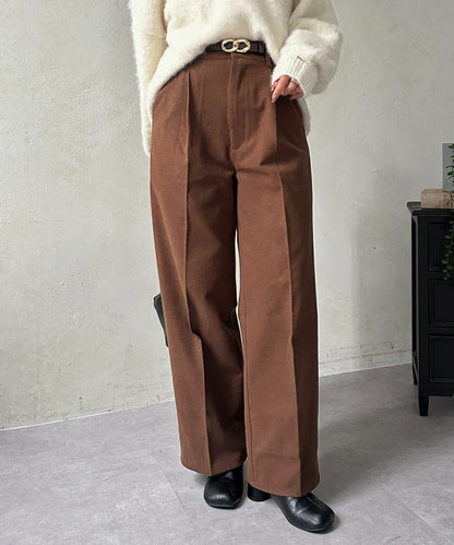 羊毛感直筒西裝褲
