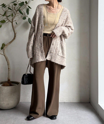 【DouDou】ウォッシャブルカラーネップカーディガン