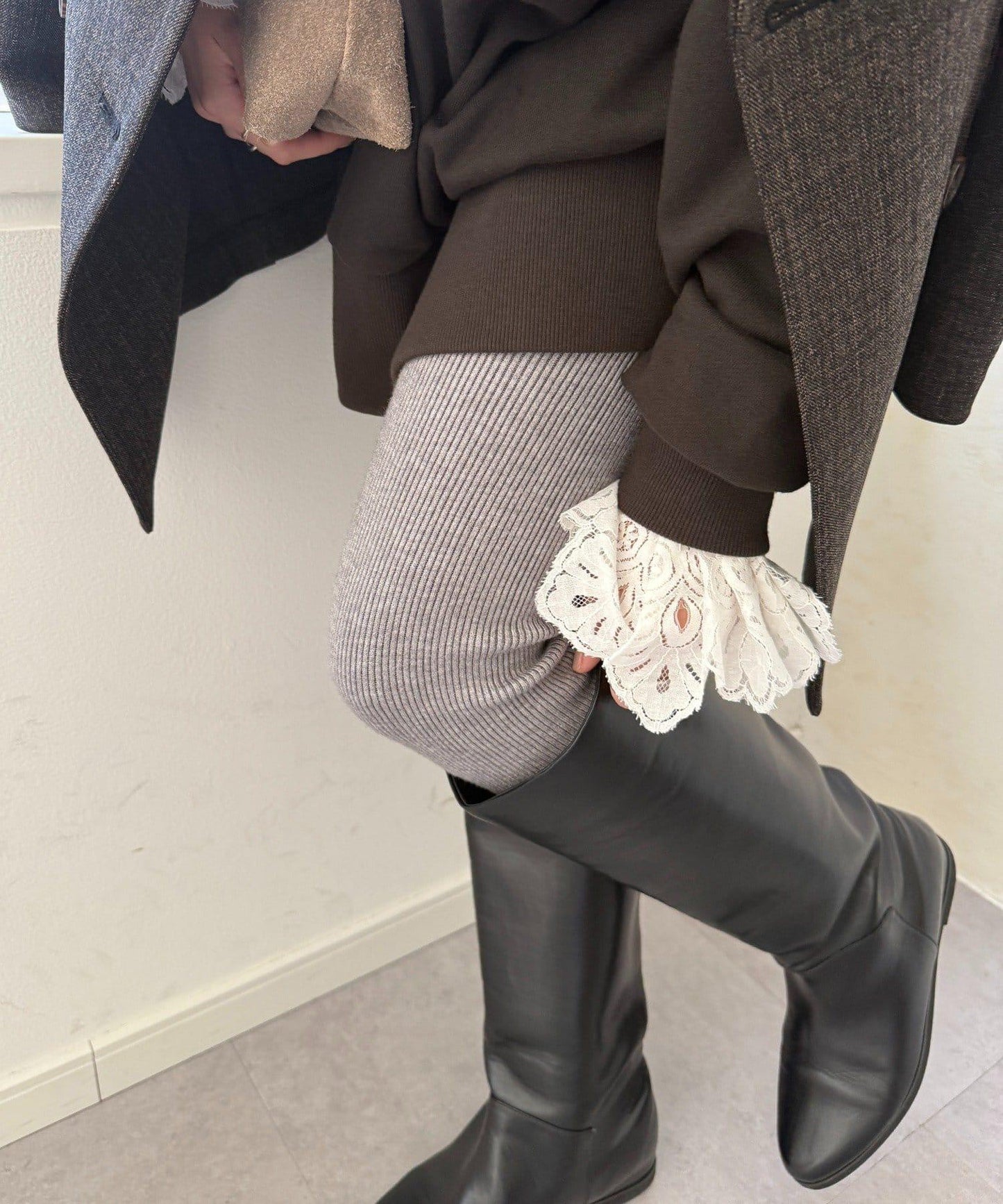 加絨針織打底褲