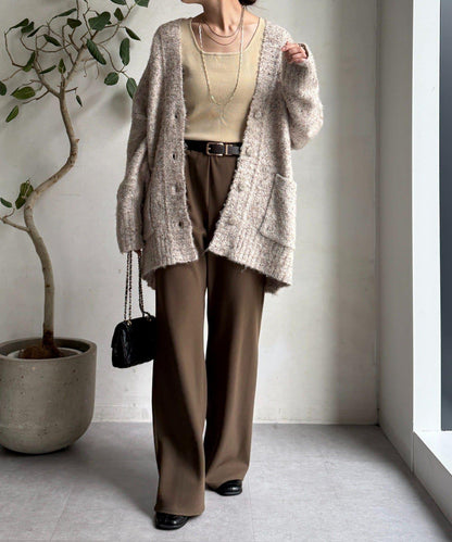 【DouDou】ウォッシャブルカラーネップカーディガン