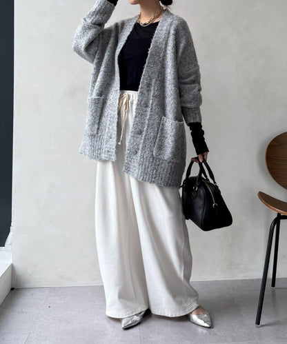 【DouDou】ウォッシャブルカラーネップカーディガン