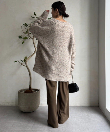 【DouDou】ウォッシャブルカラーネップカーディガン