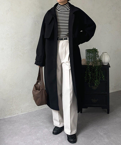 羊毛感直筒西裝褲