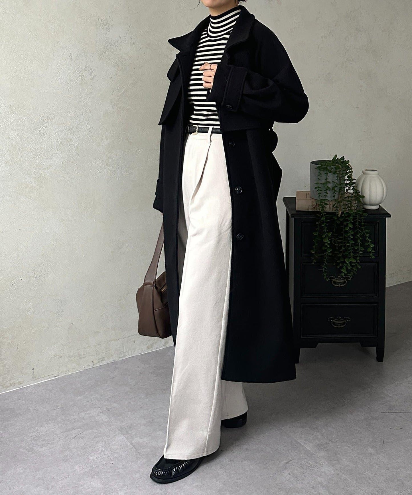 羊毛感直筒西裝褲