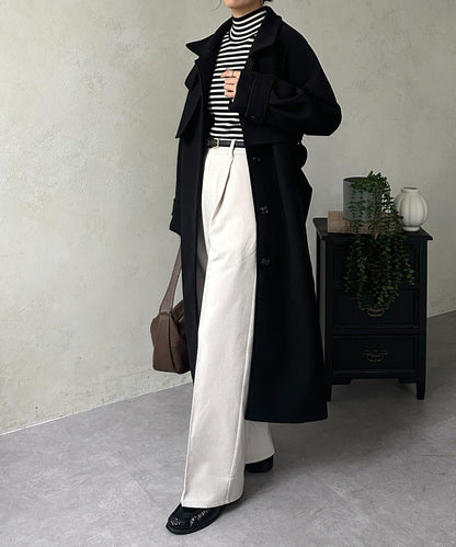 羊毛感直筒西裝褲