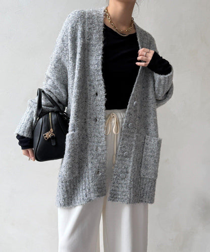 【DouDou】ウォッシャブルカラーネップカーディガン