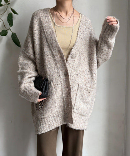 【DouDou】ウォッシャブルカラーネップカーディガン