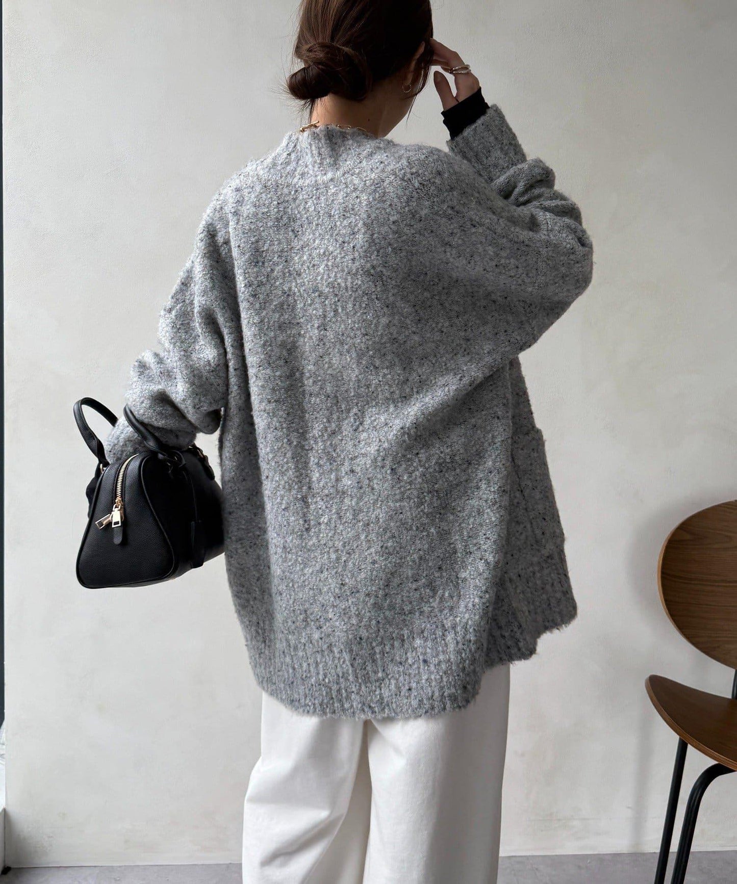 【DouDou】ウォッシャブルカラーネップカーディガン