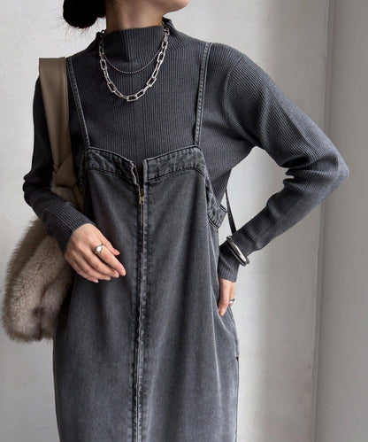 高領羅紋針織衫