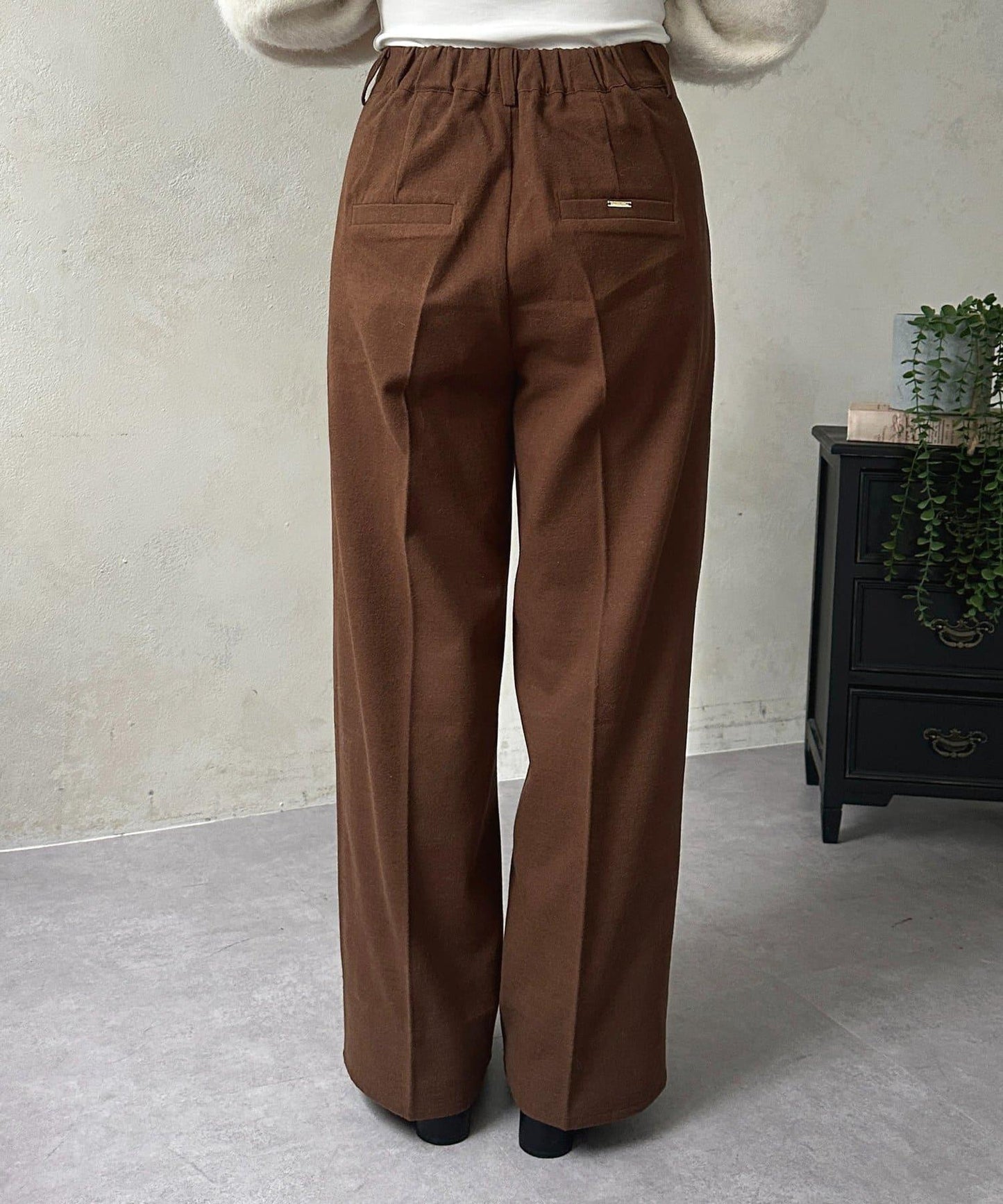 羊毛感直筒西裝褲