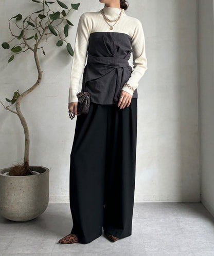 高領羅紋針織衫