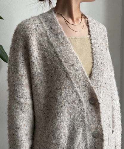 【DouDou】ウォッシャブルカラーネップカーディガン