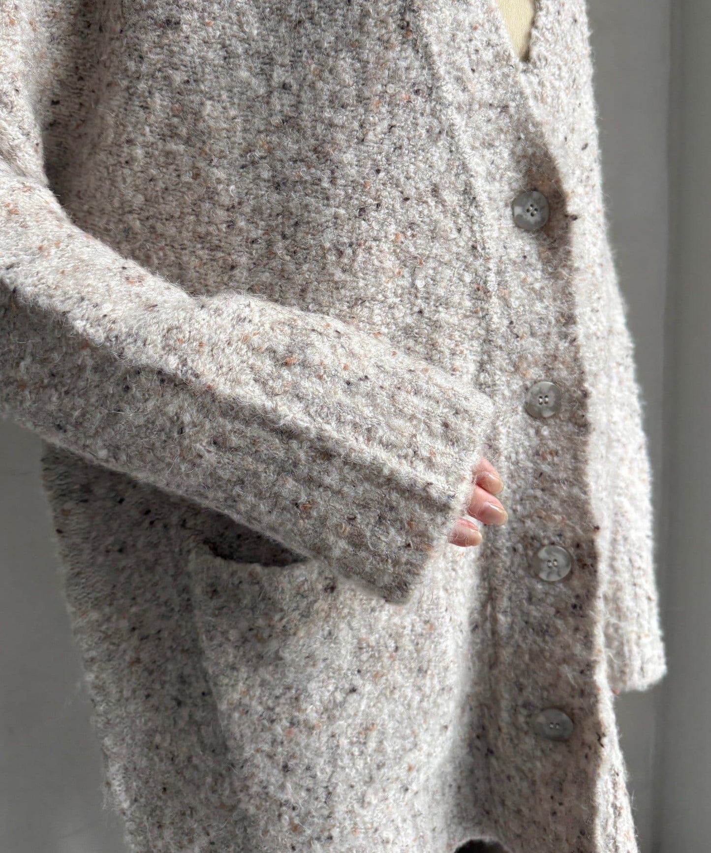 【DouDou】ウォッシャブルカラーネップカーディガン