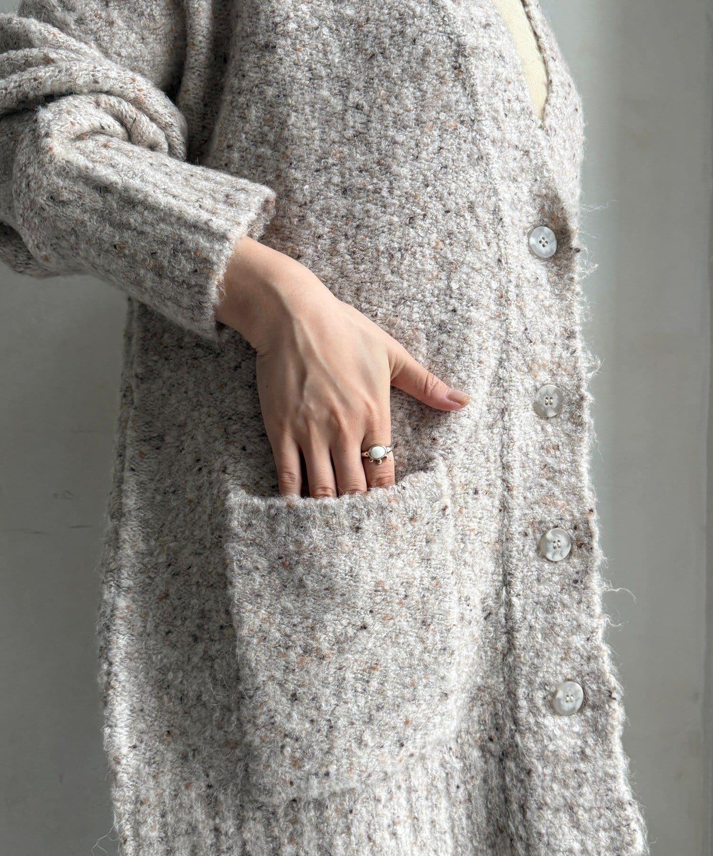 【DouDou】ウォッシャブルカラーネップカーディガン