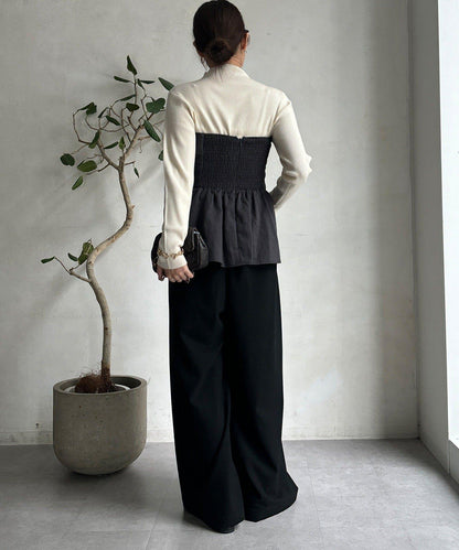 高領羅紋針織衫