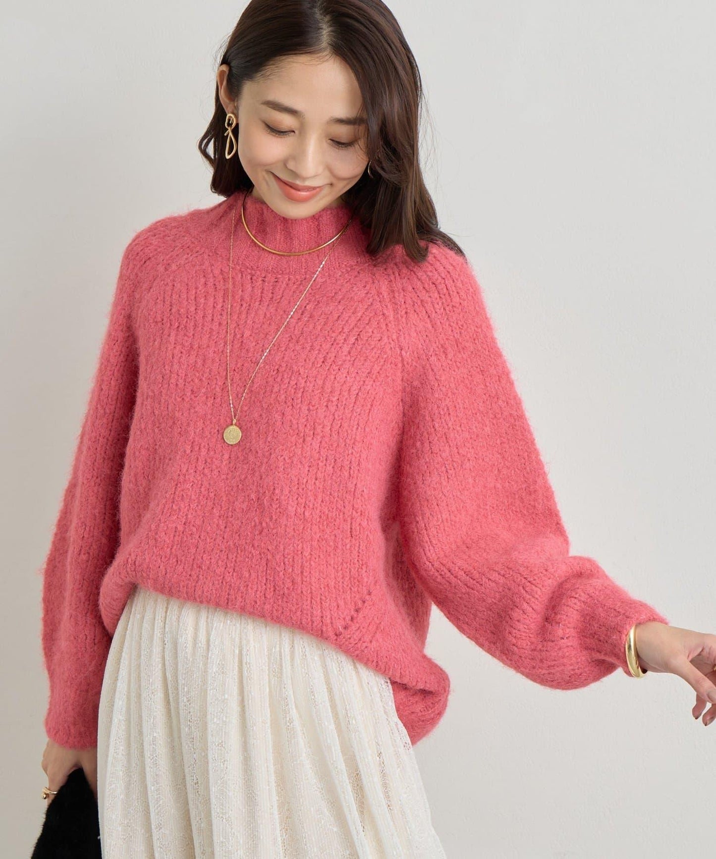 日常百搭壓縮起毛寬領針織衫